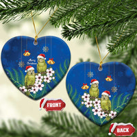 New Zealand Kakapo Christmas Ceramic Ornament Owl Parrot Santa Sliver Fern Manuka - Blue - Polynesian Pride