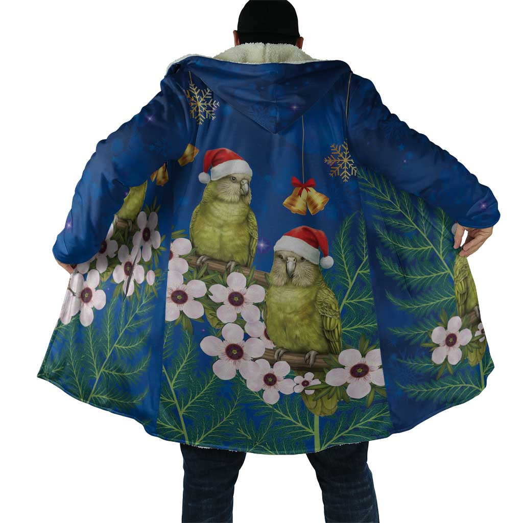 New Zealand Kakapo Christmas Cloak Owl Parrot Santa Sliver Fern Manuka - Blue - Polynesian Pride