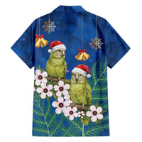 New Zealand Kakapo Christmas Family Matching Short Sleeve Bodycon Dress and Hawaiian Shirt Owl Parrot Santa Sliver Fern Manuka - Blue - Polynesian Pride