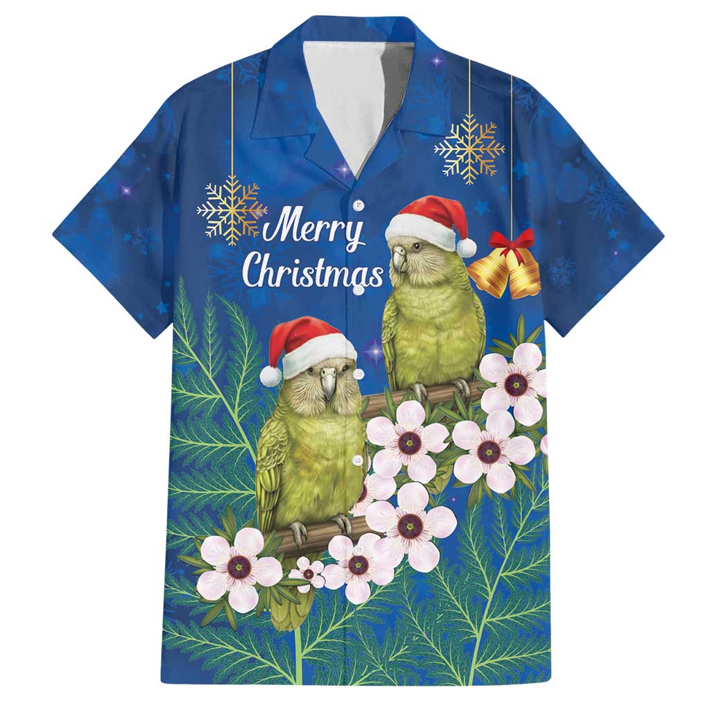 New Zealand Kakapo Christmas Family Matching Summer Maxi Dress and Hawaiian Shirt Owl Parrot Santa Sliver Fern Manuka - Blue - Polynesian Pride
