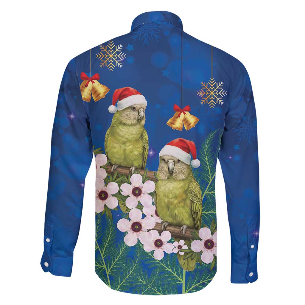 New Zealand Kakapo Christmas Family Matching Tank Maxi Dress and Hawaiian Shirt Owl Parrot Santa Sliver Fern Manuka - Blue - Polynesian Pride