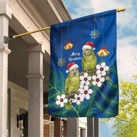 New Zealand Kakapo Christmas Garden Flag Owl Parrot Santa Sliver Fern Manuka - Blue - Polynesian Pride