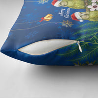 New Zealand Kakapo Christmas Pillow Cover Owl Parrot Santa Sliver Fern Manuka - Blue - Polynesian Pride