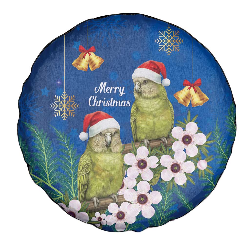 New Zealand Kakapo Christmas Spare Tire Cover Owl Parrot Santa Sliver Fern Manuka - Blue - Polynesian Pride