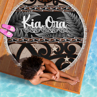 Kia Ora New Zealand Beach Blanket Aotearoa Proud Maori With Silver Fern LT14 - Polynesian Pride