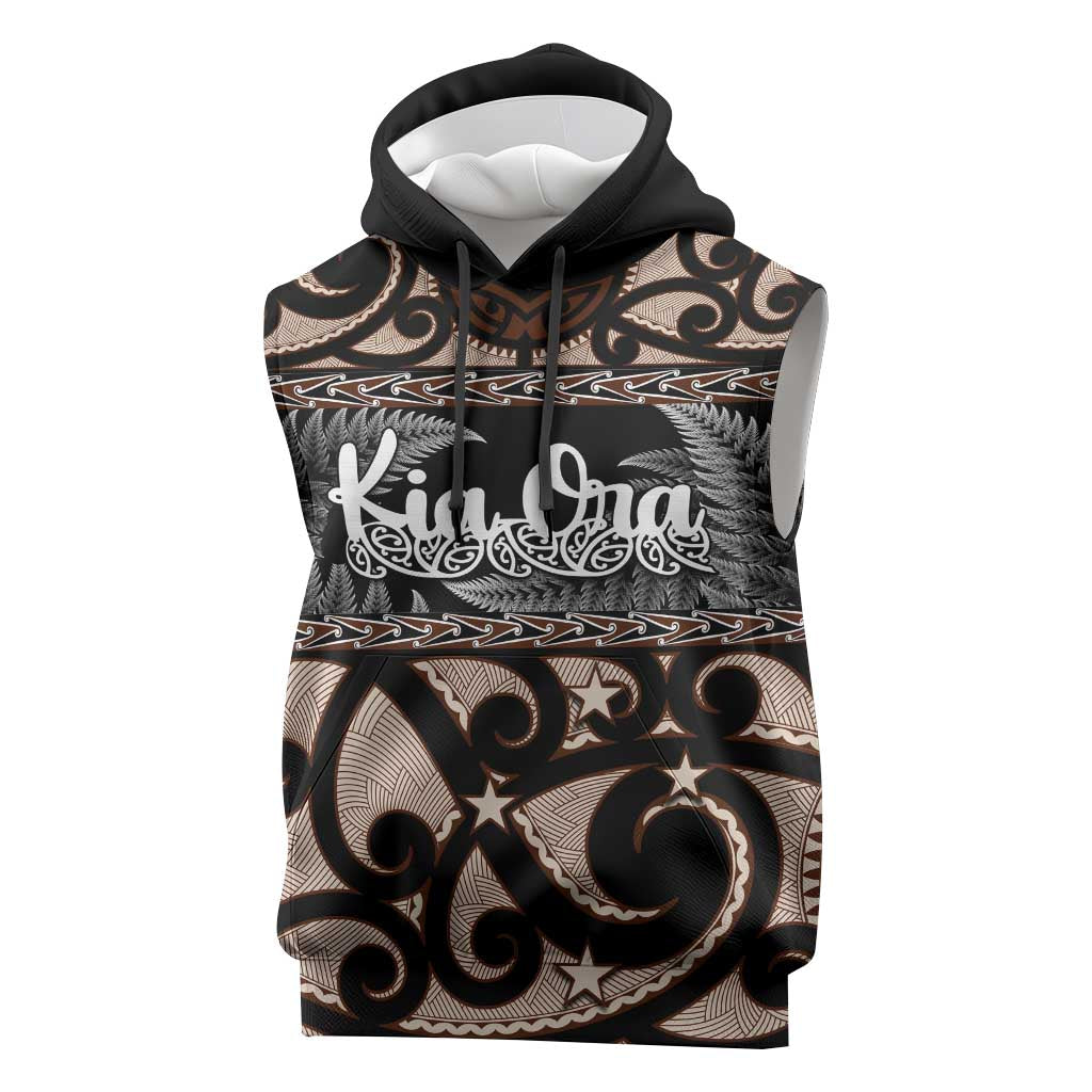 Kia Ora New Zealand Sleeveless Hoodie Aotearoa Proud Maori Silver Fern - Polynesian Pride