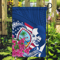 Guam Martin Luther King Jr Day Garden Flag I Have A Dream Guahan Seal With Bougainvillea LT14 Garden Flag Blue - Polynesian Pride