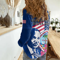 Guam Martin Luther King Jr Day Women Casual Shirt I Have A Dream Guahan Seal With Bougainvillea LT14 - Polynesian Pride