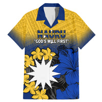 Nauru Independence Day Family Matching Mermaid Dress and Hawaiian Shirt Repubrikin Naoero Polynesian Pattern LT14 Dad's Shirt - Short Sleeve Blue - Polynesian Pride