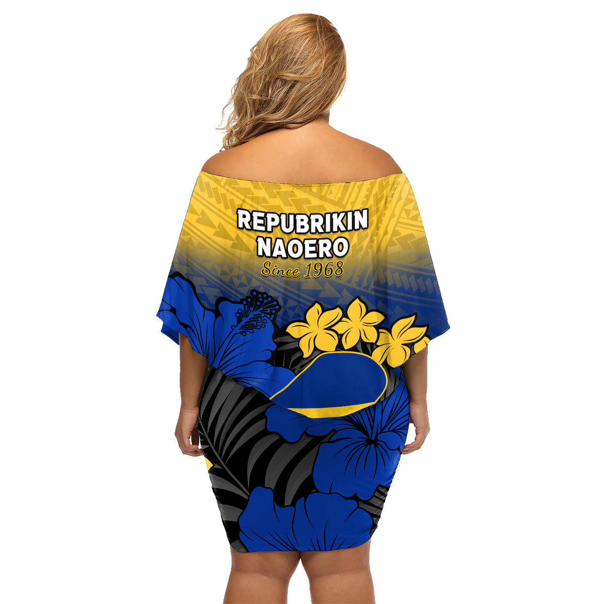 Nauru Independence Day Family Matching Off Shoulder Short Dress and Hawaiian Shirt Repubrikin Naoero Polynesian Pattern LT14 - Polynesian Pride