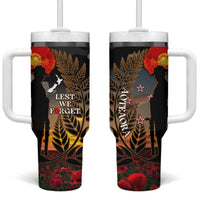 New Zealand ANZAC Day Tumbler With Handle Lest We Forget Silver Fern With Camouflage LT14 One Size: 40 oz Black - Polynesian Pride
