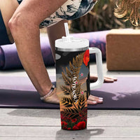 New Zealand ANZAC Day Tumbler With Handle Lest We Forget Silver Fern With Camouflage LT14 - Polynesian Pride