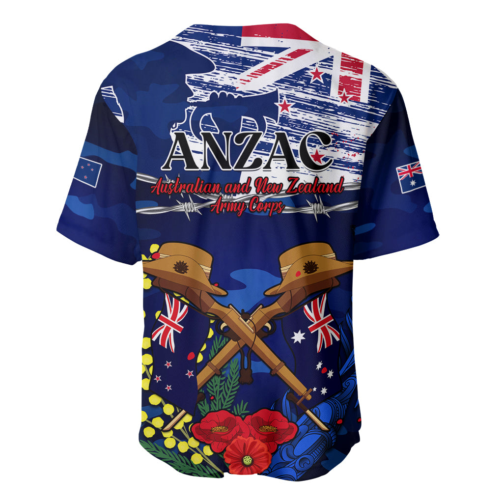 Australia And New Zealand ANZAC Day Baseball Jersey Lest We Forget Silver Fern With Golden Wattle LT14 - Polynesian Pride