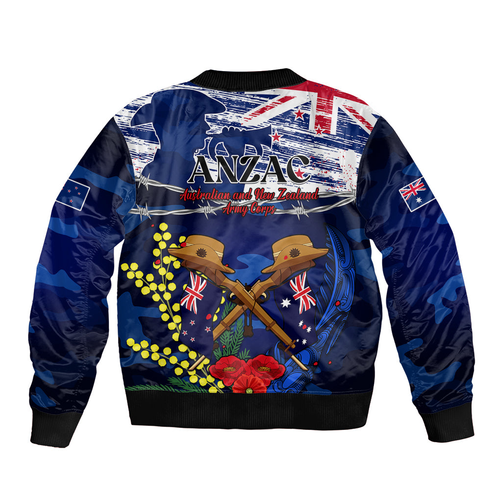 Australia And New Zealand ANZAC Day Bomber Jacket Lest We Forget Silver Fern With Golden Wattle LT14 - Polynesian Pride
