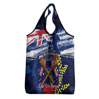 Australia And New Zealand ANZAC Day Grocery Bag Lest We Forget Silver Fern With Golden Wattle