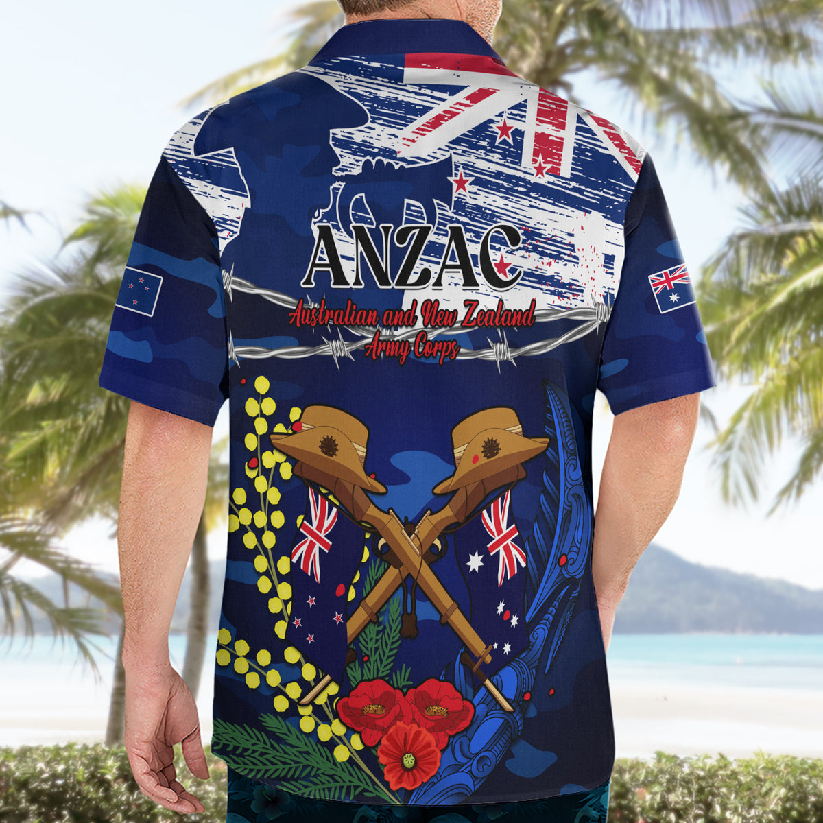 Australia And New Zealand ANZAC Day Hawaiian Shirt Lest We Forget Silver Fern With Golden Wattle LT14 - Polynesian Pride