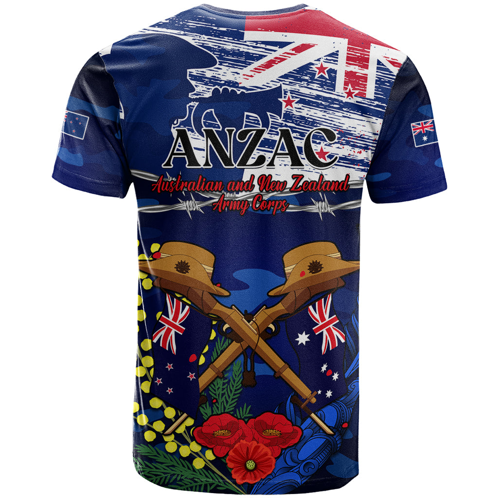 Australia And New Zealand ANZAC Day T Shirt Lest We Forget Silver Fern With Golden Wattle LT14 - Polynesian Pride