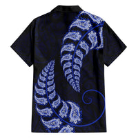 Blue New Zealand Paisley Silver Fern Family Matching Puletasi Dress and Hawaiian Shirt Aotearoa Maori LT14 - Polynesian Pride