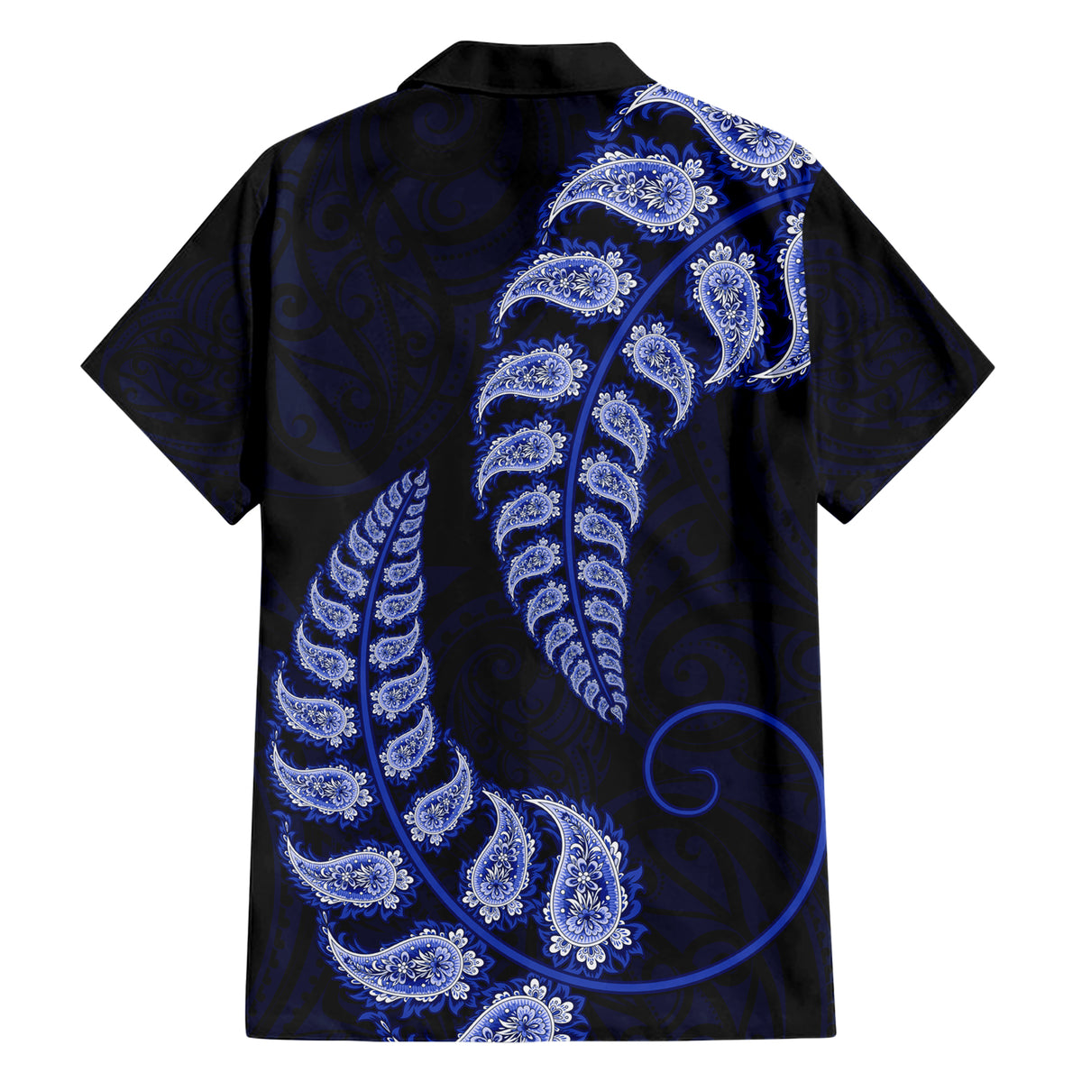 Blue New Zealand Paisley Silver Fern Family Matching Short Sleeve Bodycon Dress and Hawaiian Shirt Aotearoa Maori LT14 - Polynesian Pride