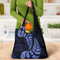 Blue New Zealand Paisley Silver Fern Grocery Bag Aotearoa Maori