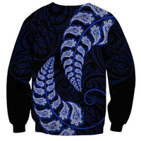 Blue New Zealand Paisley Silver Fern Sweatshirt Aotearoa Maori LT14 - Polynesian Pride