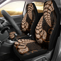 Brown New Zealand Paisley Silver Fern Car Seat Cover Aotearoa Maori LT14 - Polynesian Pride
