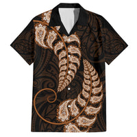 Brown New Zealand Paisley Silver Fern Family Matching Summer Maxi Dress and Hawaiian Shirt Aotearoa Maori LT14 Dad's Shirt - Short Sleeve Brown - Polynesian Pride