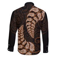 Brown New Zealand Paisley Silver Fern Family Matching Tank Maxi Dress and Hawaiian Shirt Aotearoa Maori LT14 - Polynesian Pride