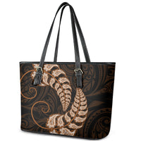 Brown New Zealand Paisley Silver Fern Leather Tote Bag Aotearoa Maori LT14 - Polynesian Pride