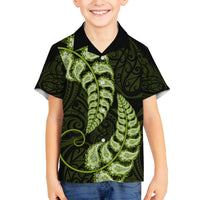 Green New Zealand Paisley Silver Fern Family Matching Long Sleeve Bodycon Dress and Hawaiian Shirt Aotearoa Maori LT14 Son's Shirt Green - Polynesian Pride