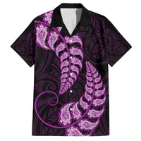 Purple New Zealand Paisley Silver Fern Family Matching Tank Maxi Dress and Hawaiian Shirt Aotearoa Maori LT14 Dad's Shirt - Short Sleeve Purple - Polynesian Pride