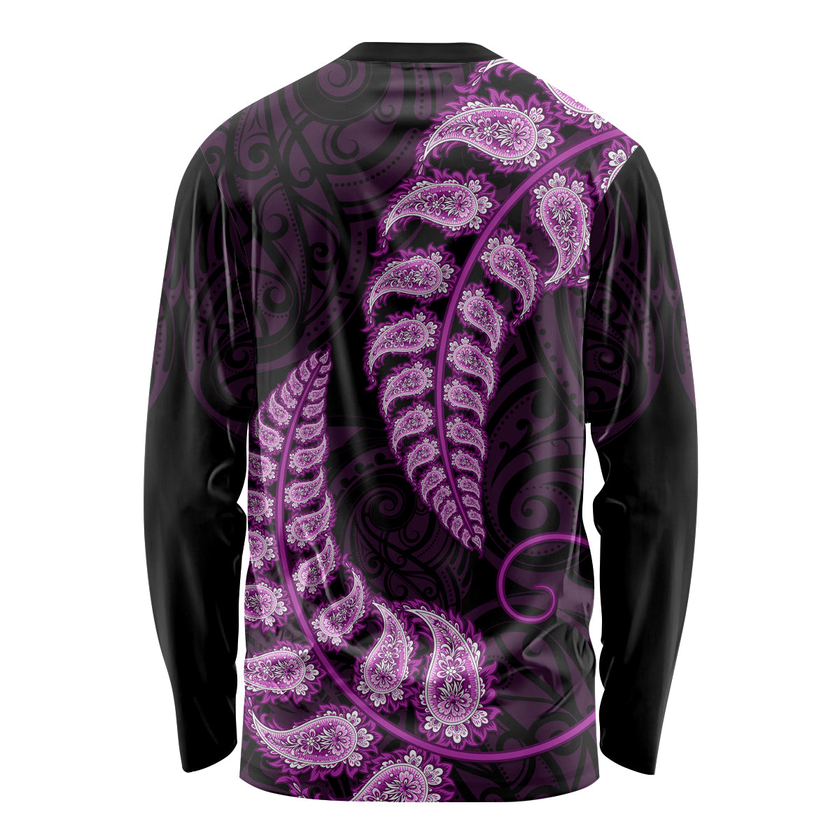 Purple New Zealand Paisley Silver Fern Long Sleeve Shirt Aotearoa Maori LT14 - Polynesian Pride