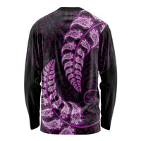 Purple New Zealand Paisley Silver Fern Long Sleeve Shirt Aotearoa Maori LT14 - Polynesian Pride