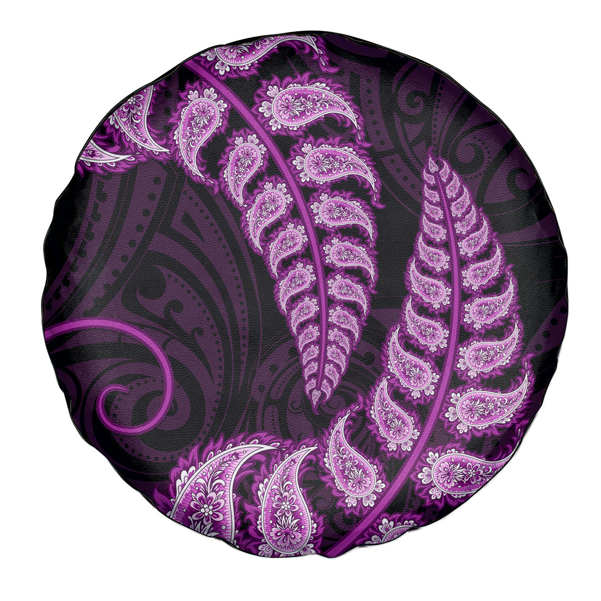 Purple New Zealand Paisley Silver Fern Spare Tire Cover Aotearoa Maori LT14 - Polynesian Pride