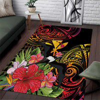 Hawaii Iwa Bird Area Rug Great Frigatebird Kanaka Tropical Hippie Style LT14 Black - Polynesian Pride