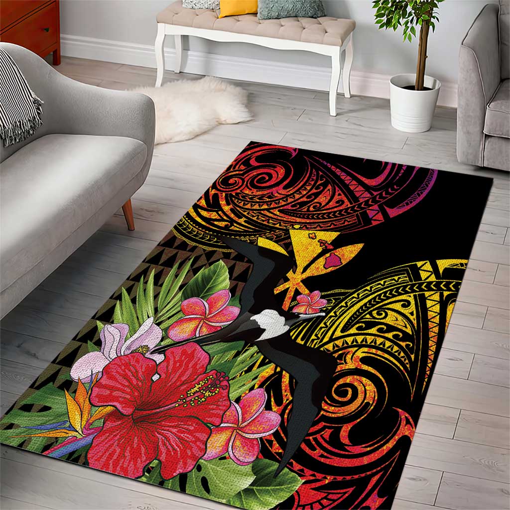 Hawaii Iwa Bird Area Rug Great Frigatebird Kanaka Tropical Hippie Style LT14 - Polynesian Pride