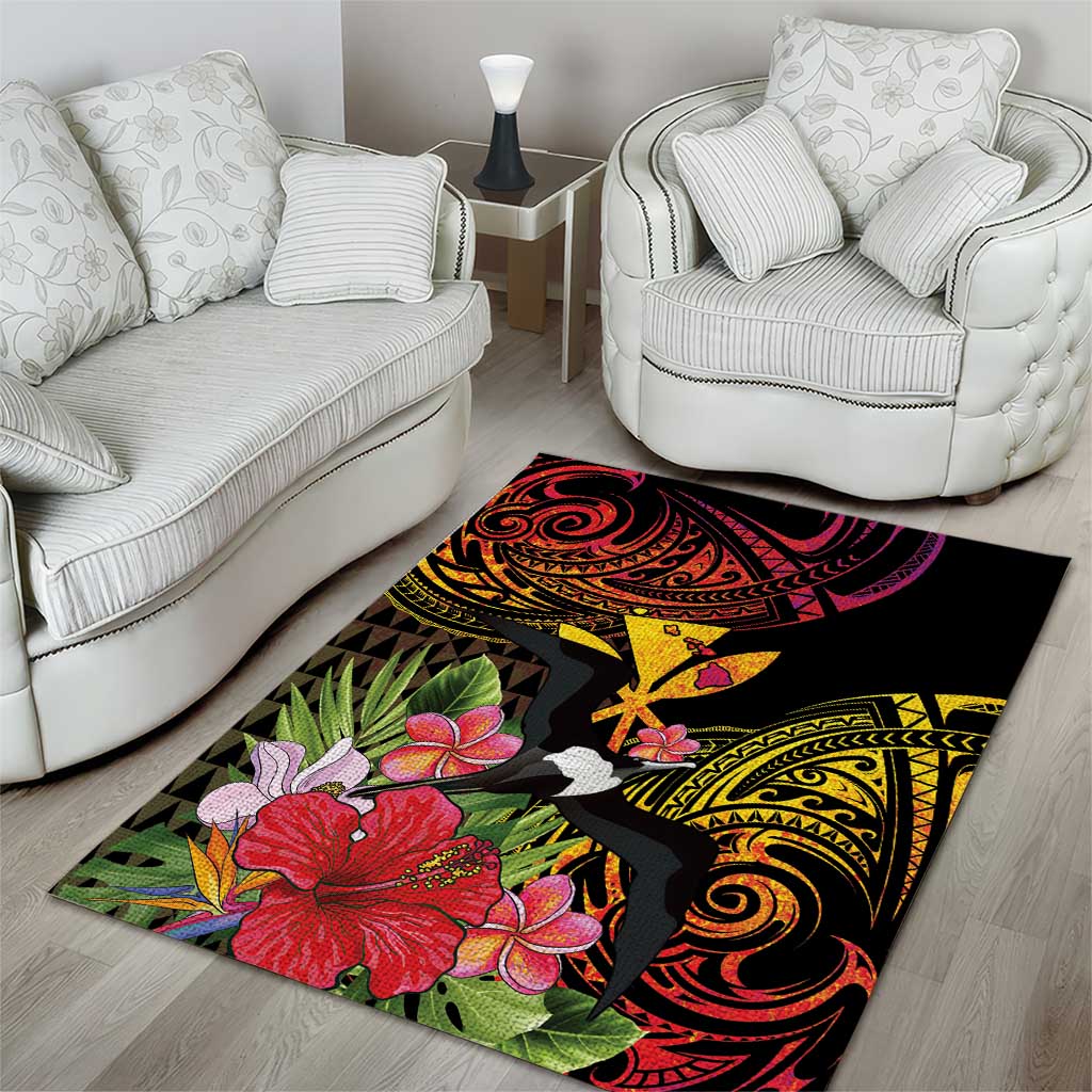 Hawaii Iwa Bird Area Rug Great Frigatebird Kanaka Tropical Hippie Style LT14 - Polynesian Pride