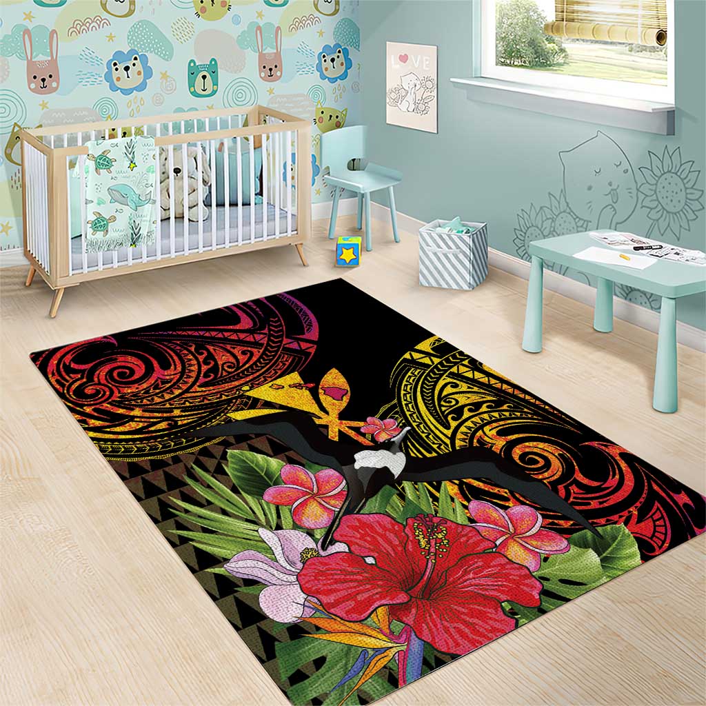 Hawaii Iwa Bird Area Rug Great Frigatebird Kanaka Tropical Hippie Style LT14 - Polynesian Pride