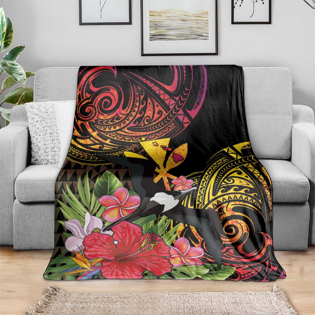 Hawaii Iwa Bird Blanket Great Frigatebird Kanaka Tropical Hippie Style LT14 - Polynesian Pride