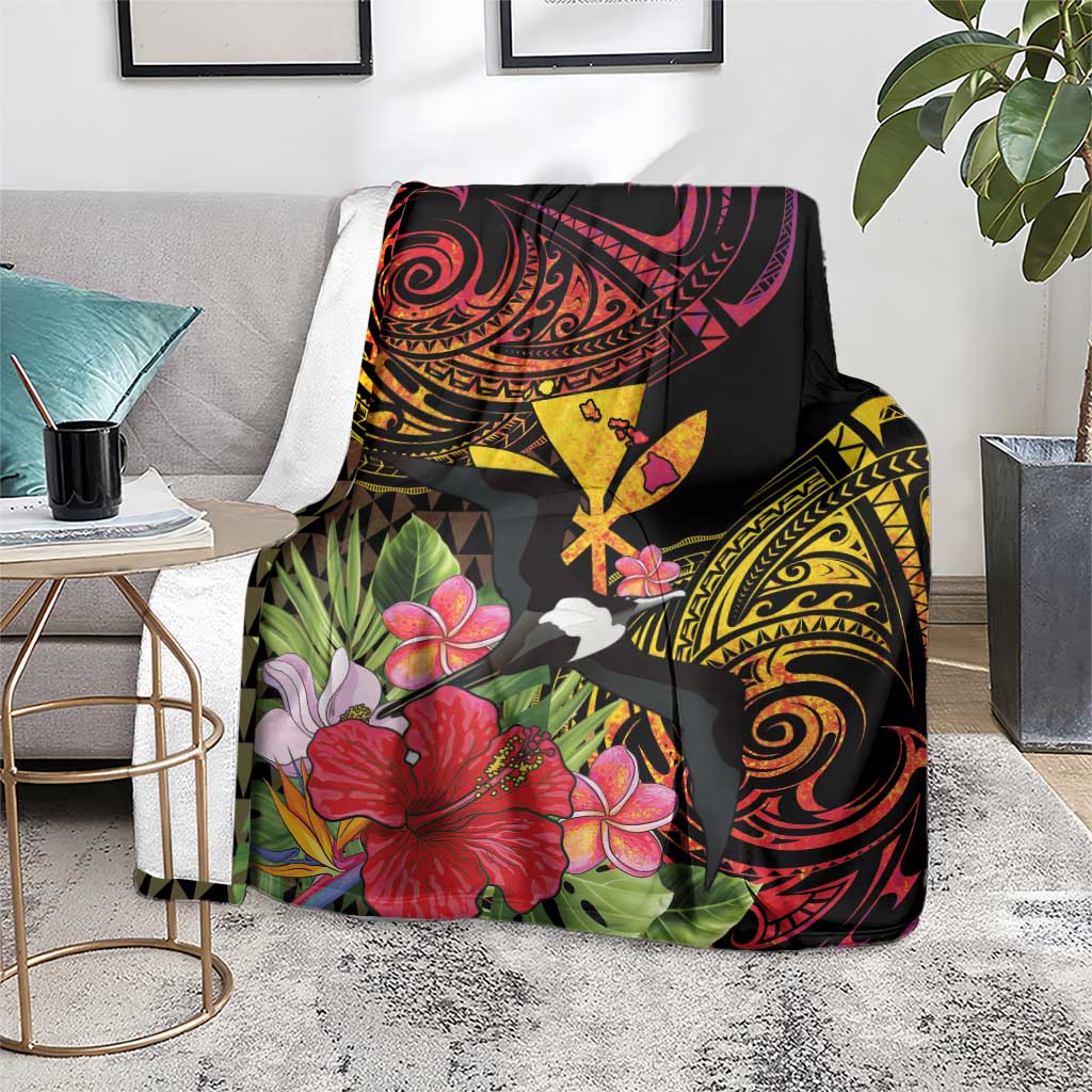Hawaii Iwa Bird Blanket Great Frigatebird Kanaka Tropical Hippie Style LT14 - Polynesian Pride