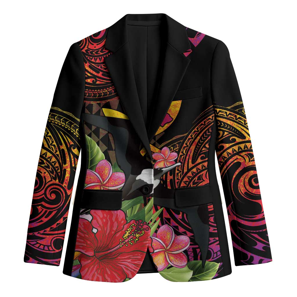 Hawaii Iwa Bird Blazer Great Frigatebird Kanaka Tropical Hippie Style LT14 Unisex Black - Polynesian Pride