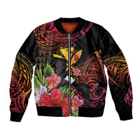 Hawaii Iwa Bird Bomber Jacket Great Frigatebird Kanaka Tropical Hippie Style LT14 Unisex Black - Polynesian Pride