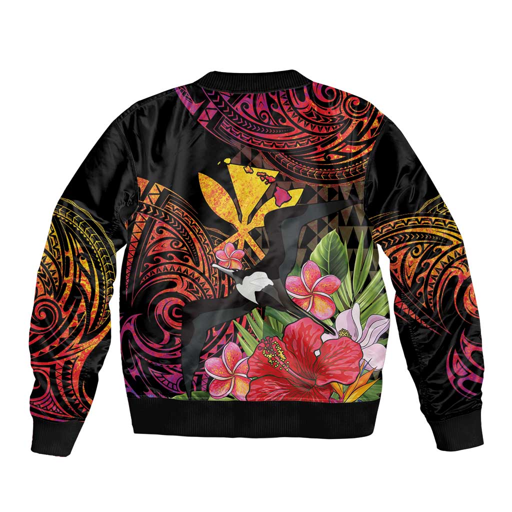 Hawaii Iwa Bird Bomber Jacket Great Frigatebird Kanaka Tropical Hippie Style LT14 - Polynesian Pride