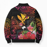 Hawaii Iwa Bird Bomber Puffer Jacket Great Frigatebird Kanaka Tropical Hippie Style LT14 - Polynesian Pride