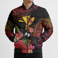 Hawaii Iwa Bird Bomber Puffer Jacket Great Frigatebird Kanaka Tropical Hippie Style LT14 - Polynesian Pride