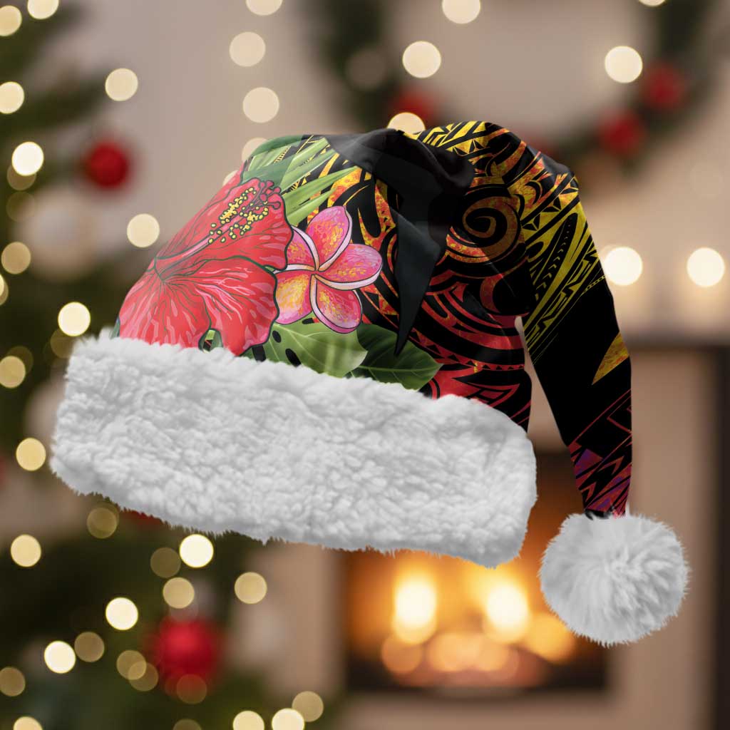 Hawaii Iwa Bird Christmas Santa Hat Great Frigatebird Kanaka Tropical Hippie Style LT14 With Fur Black - Polynesian Pride