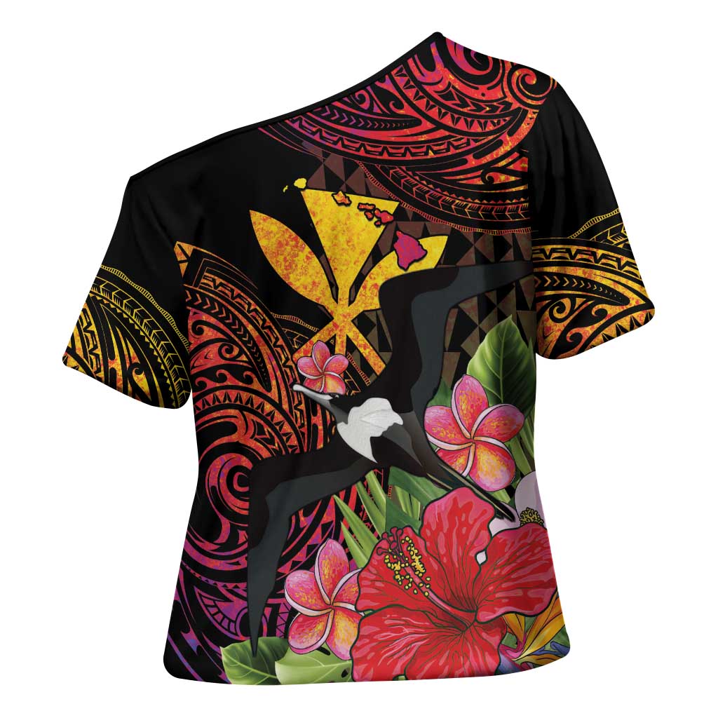 Hawaii Iwa Bird Cross Shoulder Shirt Great Frigatebird Kanaka Tropical Hippie Style LT14 - Polynesian Pride