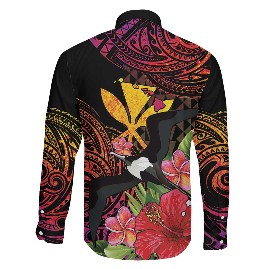 Hawaii Iwa Bird Family Matching Off Shoulder Maxi Dress and Hawaiian Shirt Great Frigatebird Kanaka Tropical Hippie Style - Polynesian Pride