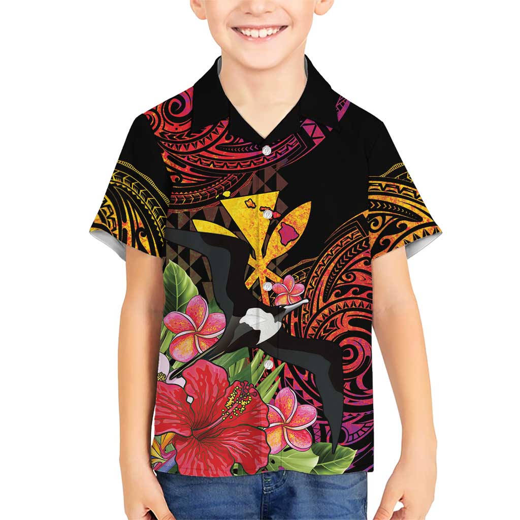 Hawaii Iwa Bird Family Matching Off Shoulder Maxi Dress and Hawaiian Shirt Great Frigatebird Kanaka Tropical Hippie Style - Polynesian Pride