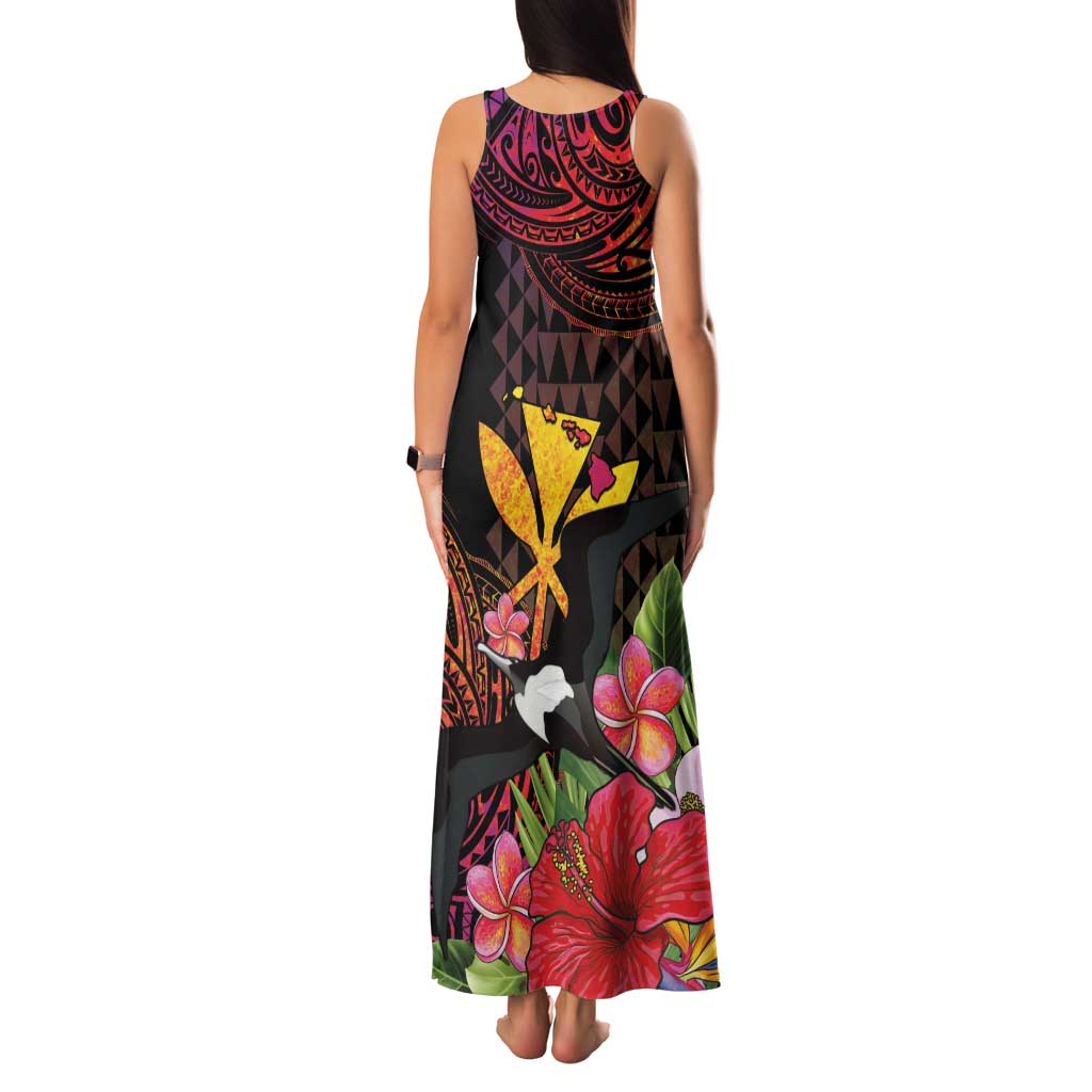 Hawaii Iwa Bird Family Matching Tank Maxi Dress and Hawaiian Shirt Great Frigatebird Kanaka Tropical Hippie Style - Polynesian Pride